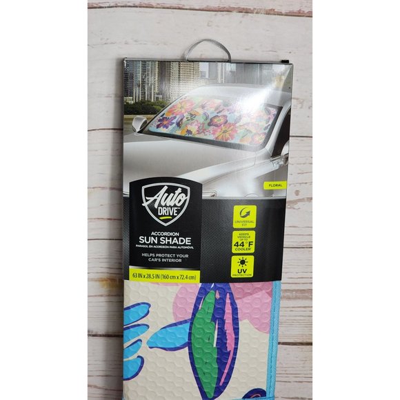 Auto Drive Accordion 63”x28.5” Universal Fit UV Protection Floral Car Sun Shade - Picture 14 of 16